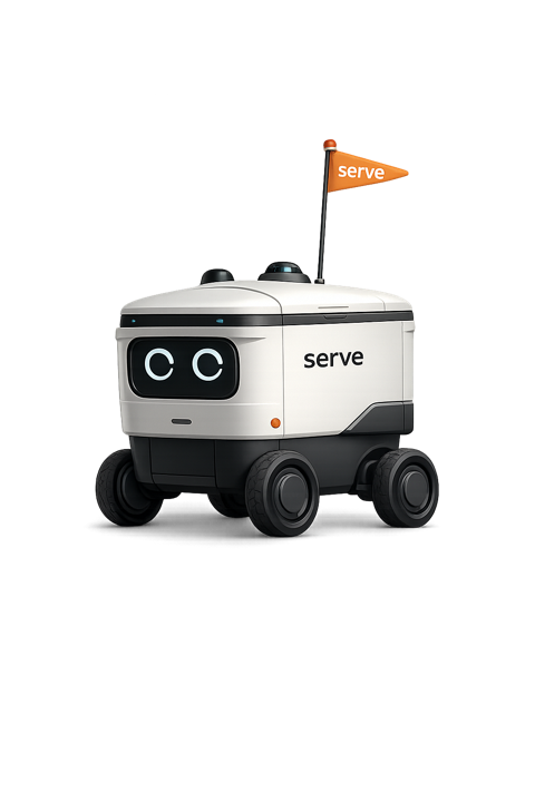 Illustration of a sidewalk delivery robot